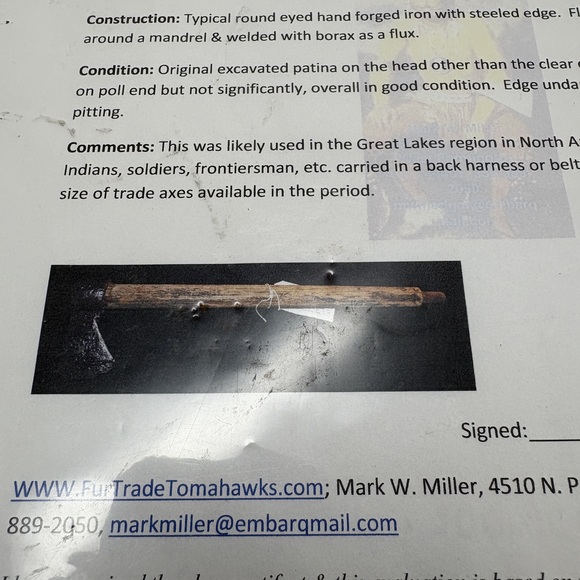 Antique Native American Tomahawk Trade Axe Hand Forged 18in‎ Great Lakes Indian - Picture 13 of 13